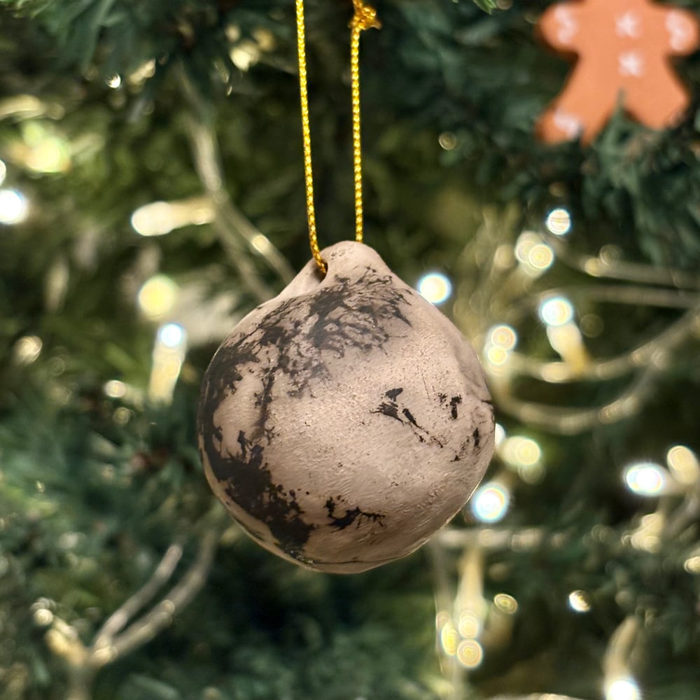 Image of Small Raku Bauble with feathers