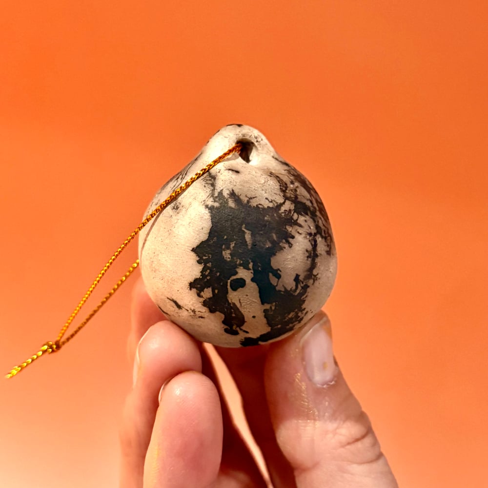 Image of Small Raku Bauble with feathers