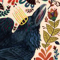 Image 2 of Raven Diptych in gold frame