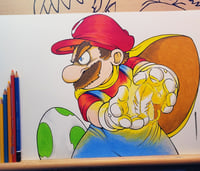 FEATHER POWER SUPER MARIO ORIGINAL ART SIGNED