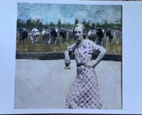 Image 2 of Vintage woman and cows  quality art print 