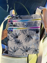 Image 2 of Linen Coneflower Two Zip Crossbody Bag with Choice of Zippers and Strap 