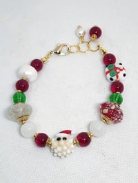 Image 1 of Italian Murano Glass Santa Bracelet