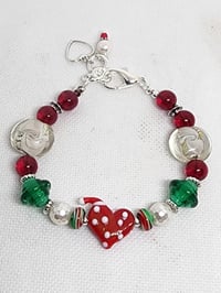 Image 1 of Italian Murano Glass I Love Santa Bracelet