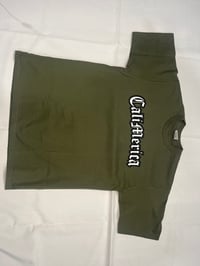 Image 2 of CaliMerica™ Olive Green Tee – Black/White Vinyl
