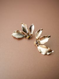 Image 3 of Grandes Boucles d'Oreilles ISADORA - Brun doré - Or/Argent