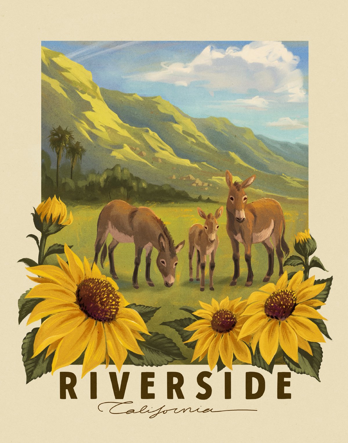 Image of Riverside Burros Poster