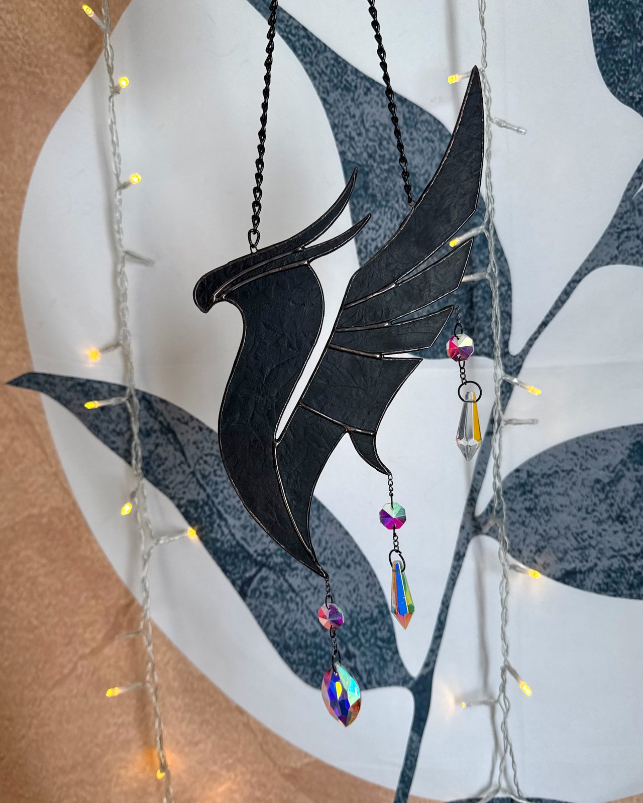 ✷ MADE TO ORDER: ILLENIUM Phoenix Stained Glass Wall Piece Mobile