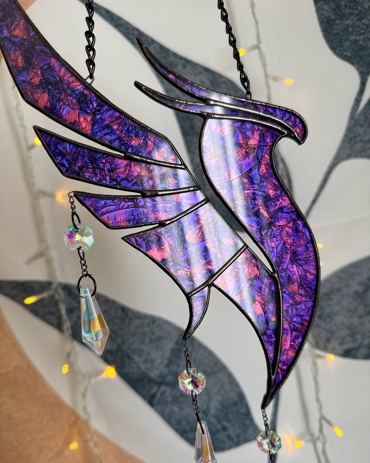 ✷ MADE TO ORDER: ILLENIUM Phoenix Stained Glass Wall Piece Mobile