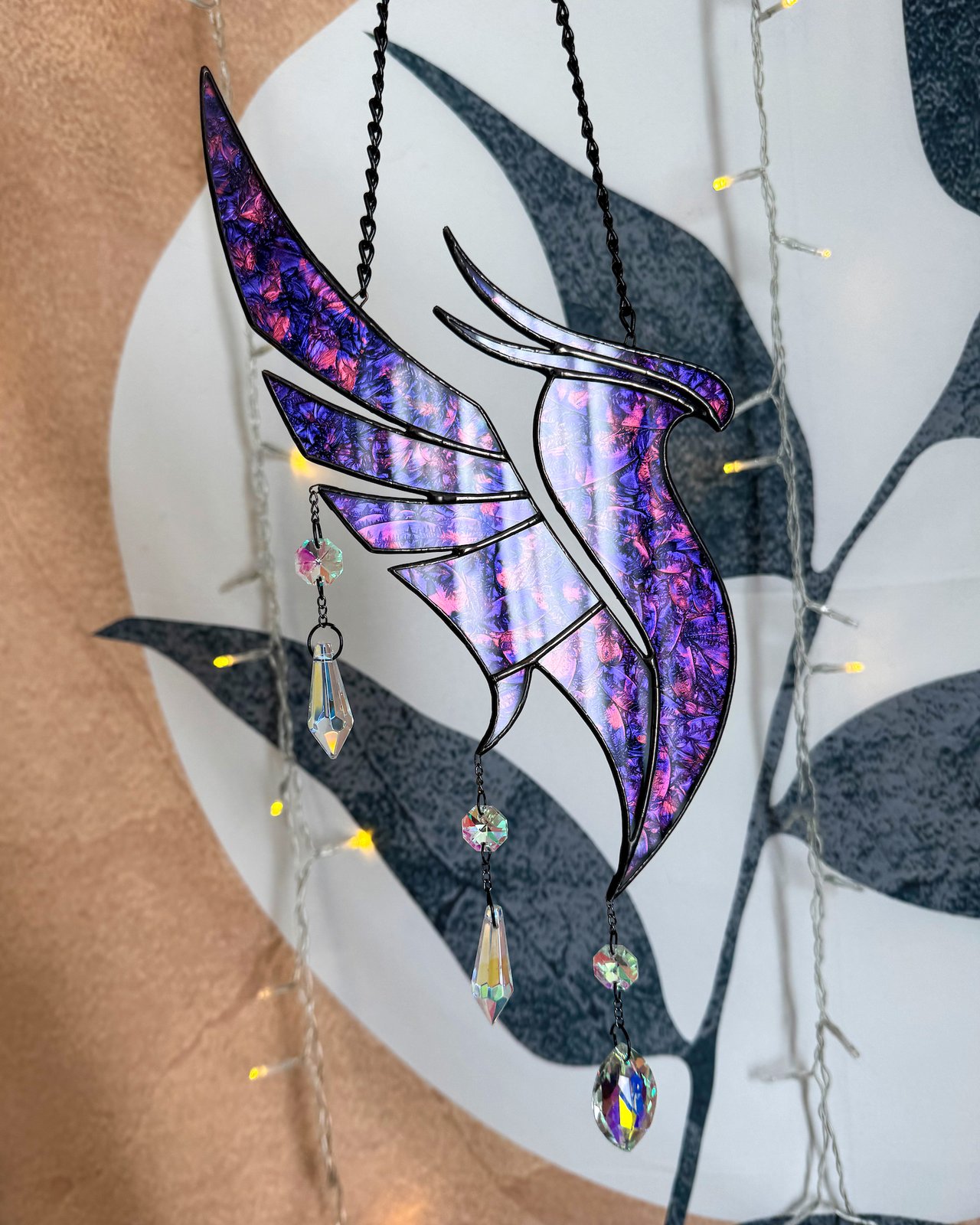 ✷ MADE TO ORDER: ILLENIUM Phoenix Stained Glass Wall Piece Mobile