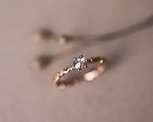 Image of 18ct Rose gold, 4mm rose-cut diamond Floral Carved ring (LON273)