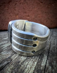 Image 5 of WL&A Handmade Heavy Ingot Cuatro Patagonia Turquoise Ring - Size 11.5