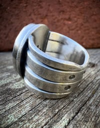 Image 5 of WL&A Handmade Heavy Ingot Cuatro Patagonia Turquoise Ring - Size 6.5