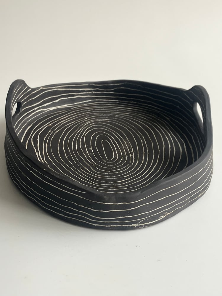 Image of black stoneware tray