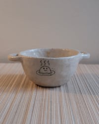 Image 3 of ‘Boy holding spoon and fork’ bowl with handle 
