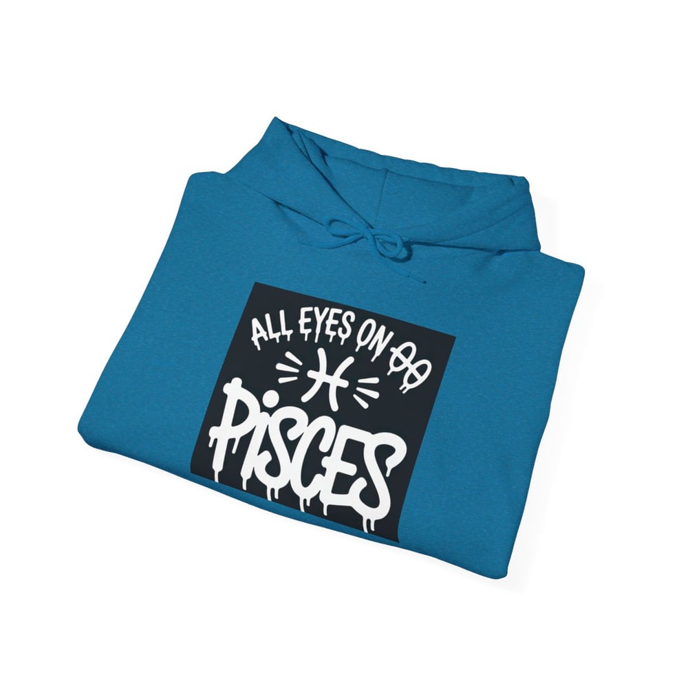 Image of Unisex Pisces Hoodie - 'All Eyes on Pisces' Graphic Zodiac Pullover