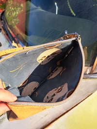 Image 3 of Retro Skull and Bird Organic Two Zip Crossbody Bag or Cork Wristlet 