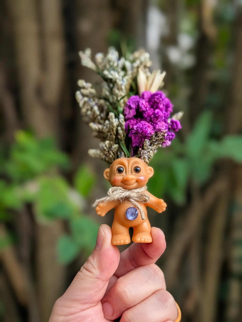 Purple Flower Bouquet Troll 3.5"