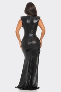 Image 3 of Faux Leather Mesh Glam High Leg Dress