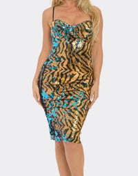 Sequin Animal Print MIDI Dress