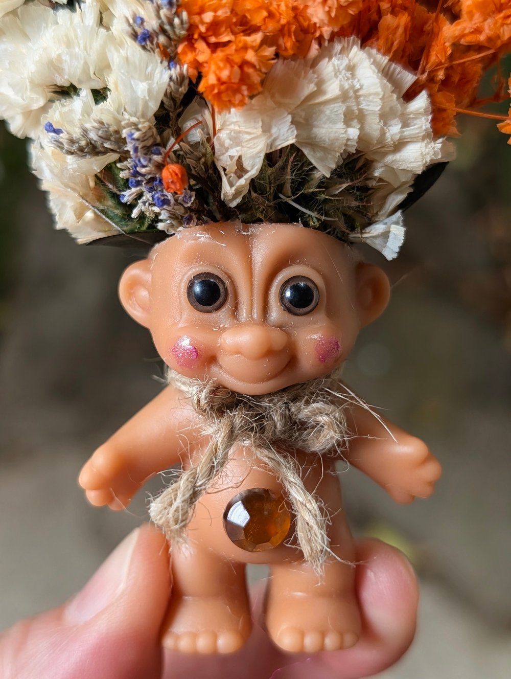 Orange Flower Bouquet Troll 3.5"