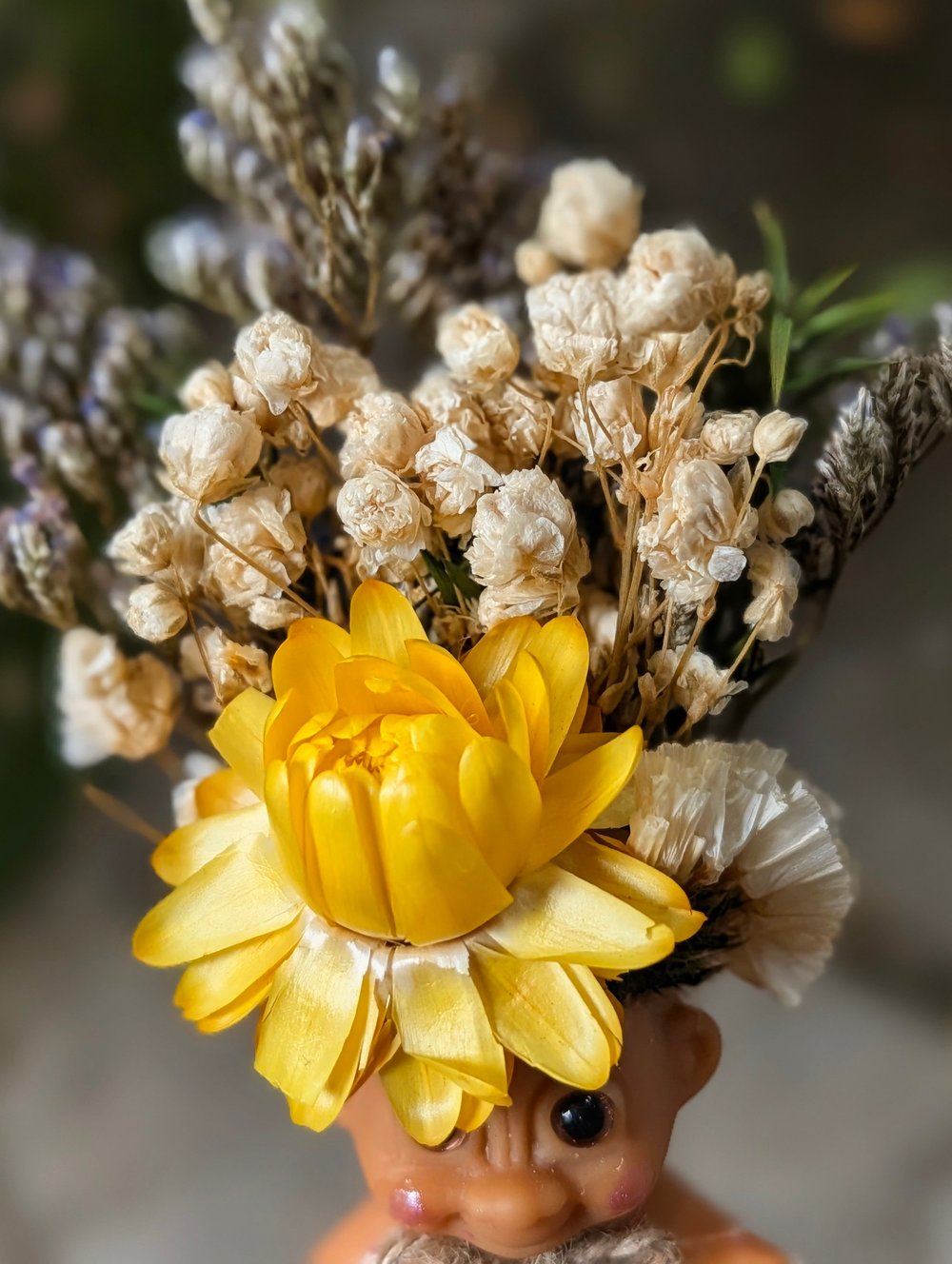 Yellow Flower Bouquet Troll 3.5"