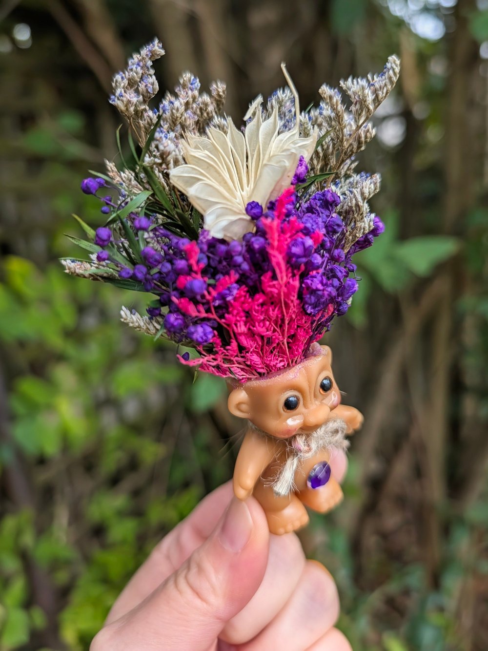 Pink & Purple Flower Bouquet Troll 3.5"