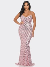 Checker Board Mermaid Long Dress