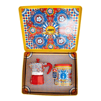 Image 2 of Bialetti moka 3 Cup + Italian Coffee Tin Gift Set D&G Red Carretto