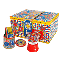 Image 3 of Bialetti moka 3 Cup + Italian Coffee Tin Gift Set D&G Red Carretto