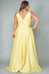 Image 2 of Yellow Rhinestone Belt Pocket Dress