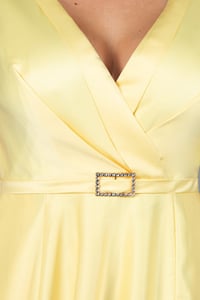 Image 3 of Yellow Rhinestone Belt Pocket Dress