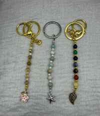 Image 3 of Handmade Crystal Gemstone Keychains (Gold Rutile Quartz, Amazonite, 7 Chakra)