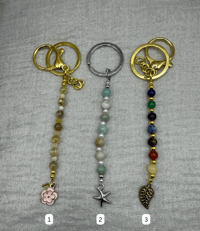 Image 4 of Handmade Crystal Gemstone Keychains (Gold Rutile Quartz, Amazonite, 7 Chakra)