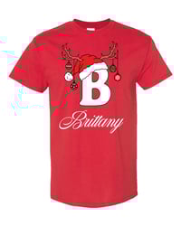 Image 2 of Customizable Name Christmas T Shirt Red
