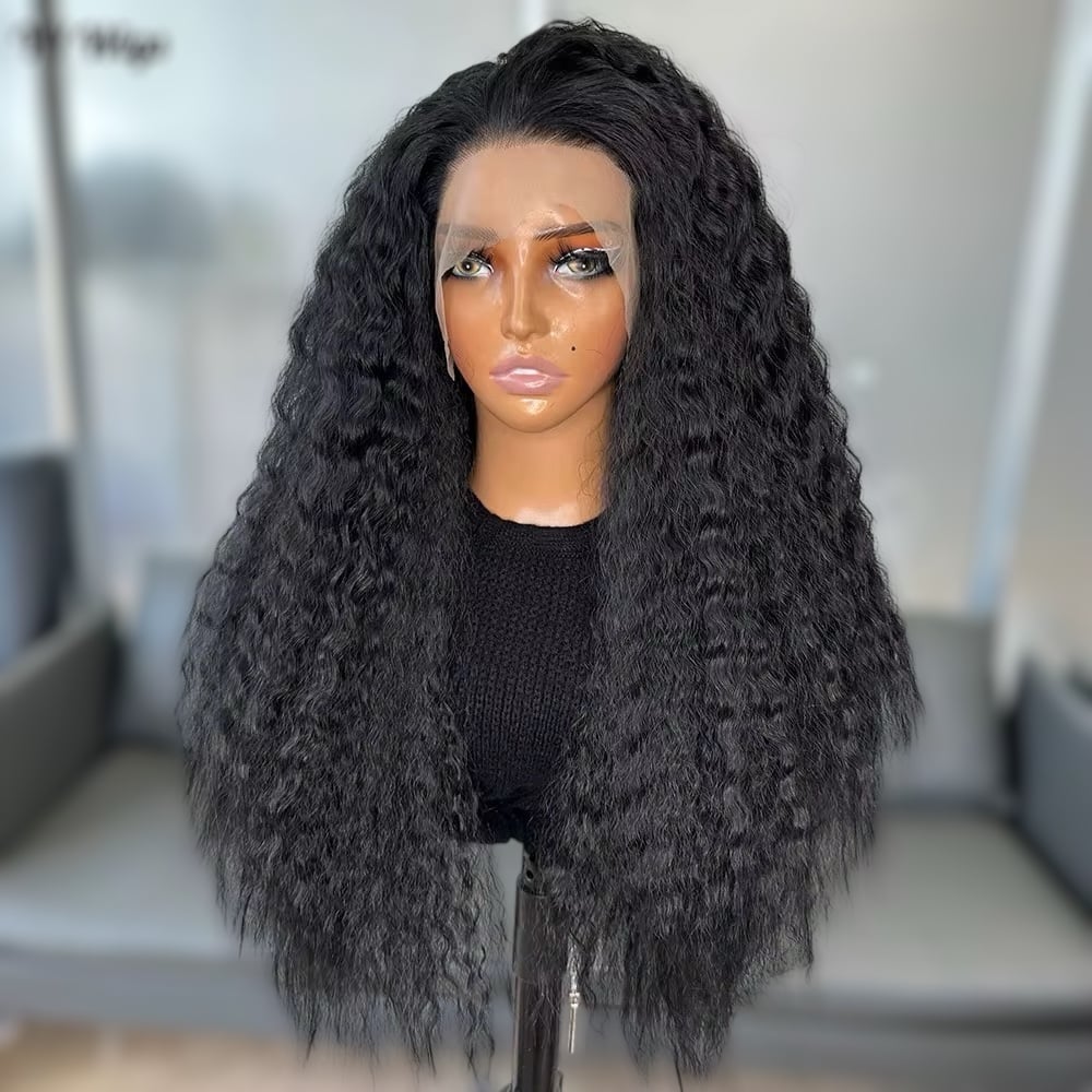 Image of Kinky Straight Synthetic 13*6 full lace frontal wig multicolor