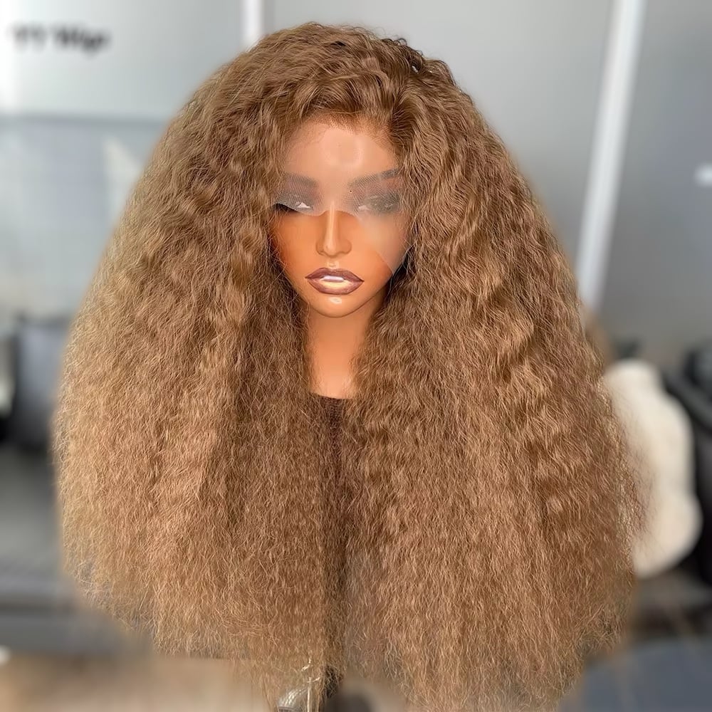 Image of Kinky Straight Synthetic 13*6 full lace frontal wig multicolor
