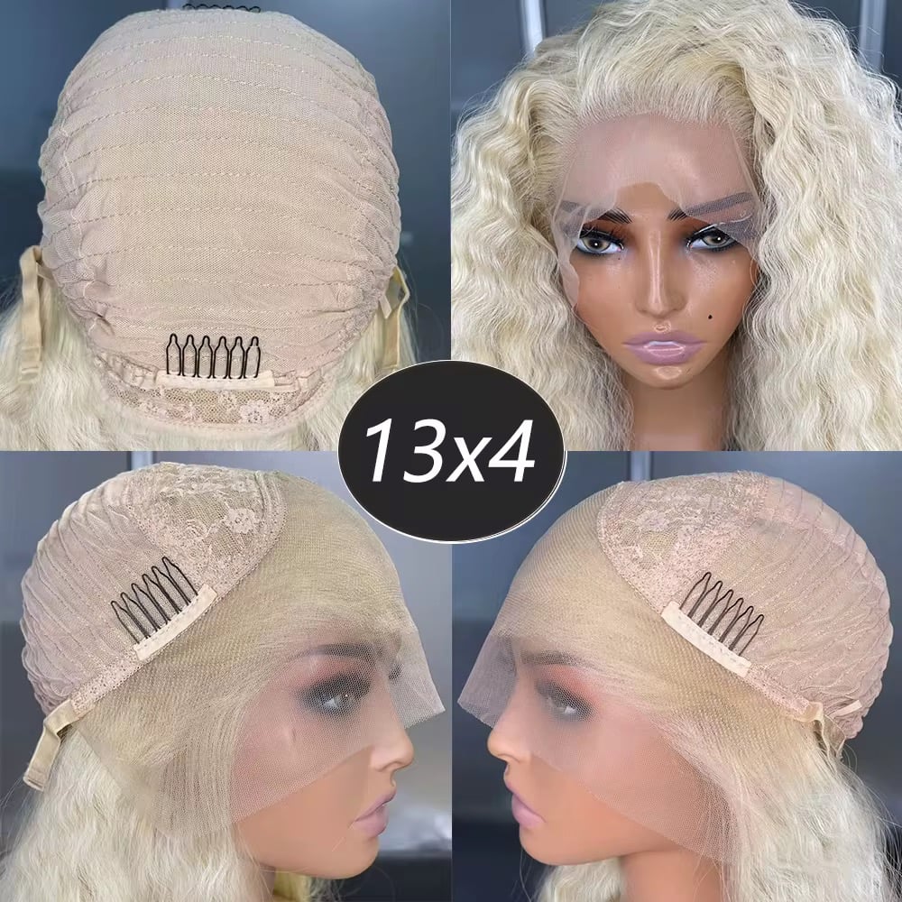 Image of Kinky Straight Synthetic 13*6 full lace frontal wig multicolor