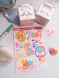 Image 1 of just me and my bff♥︎ deco cat bunny sticker sheet 5x7