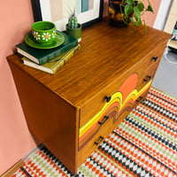 Image 4 of Teak Mid Century Chest of Drawers in Bauhaus inspired sunset design