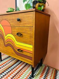 Image 5 of Teak Mid Century Chest of Drawers in Bauhaus inspired sunset design
