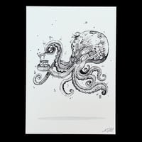 Space Poulpe - Sérigraphie sur Papier - A4 21x29,7cm by Nazu Oyasumi