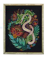 Image 1 of Thistle in white ribbon frame