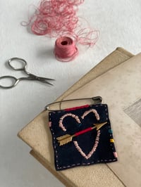 Heart & Arrow Brooch on Silk (two)