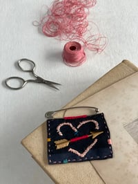 Heart & Arrow Brooch on Silk (three)