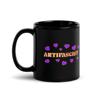 Image 1 of ANTIFASCIST Hearts Mug in Black