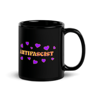 Image 2 of ANTIFASCIST Hearts Mug in Black