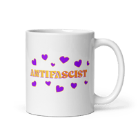Image 2 of ANTIFASCIST Hearts Mug in White