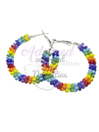 Image 2 of ANA826219 - Medium Bead-Wrapped Hoop Earrings