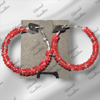 Image 11 of ANA826219 - Medium Bead-Wrapped Hoop Earrings